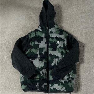 Hurley Kids Green and Black Camo Puffer Jacket